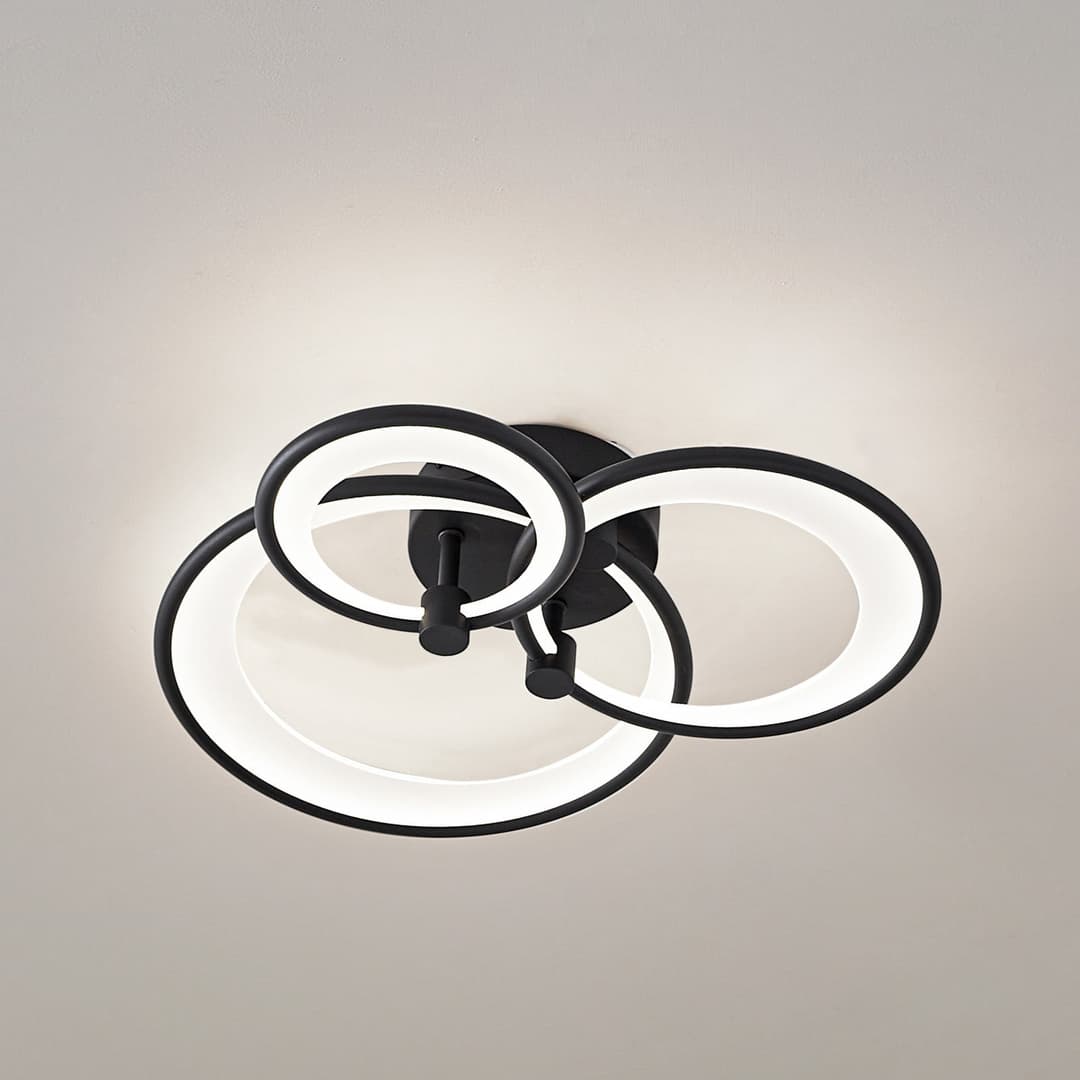 Sorma LED-Deckenlampe, schwarz, CCT, dimmbar - Lindby - Wohnzimmer - Modern - Metall - Rund