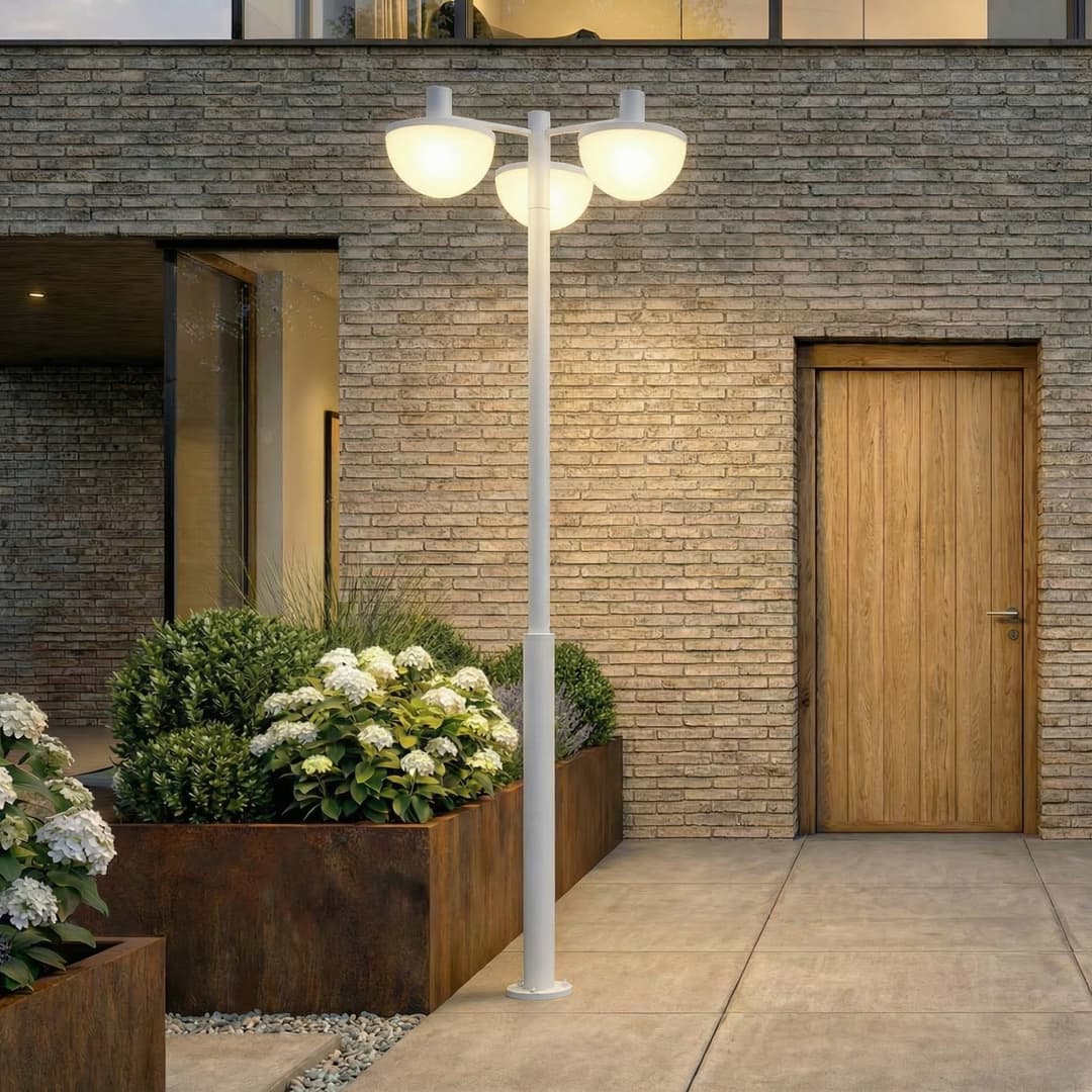 Toras LED-Außenleuchte, CCT, dimmbar, hellgrau, dreiflammig - Lucande - Modern - Aluminium - Mehrflammig