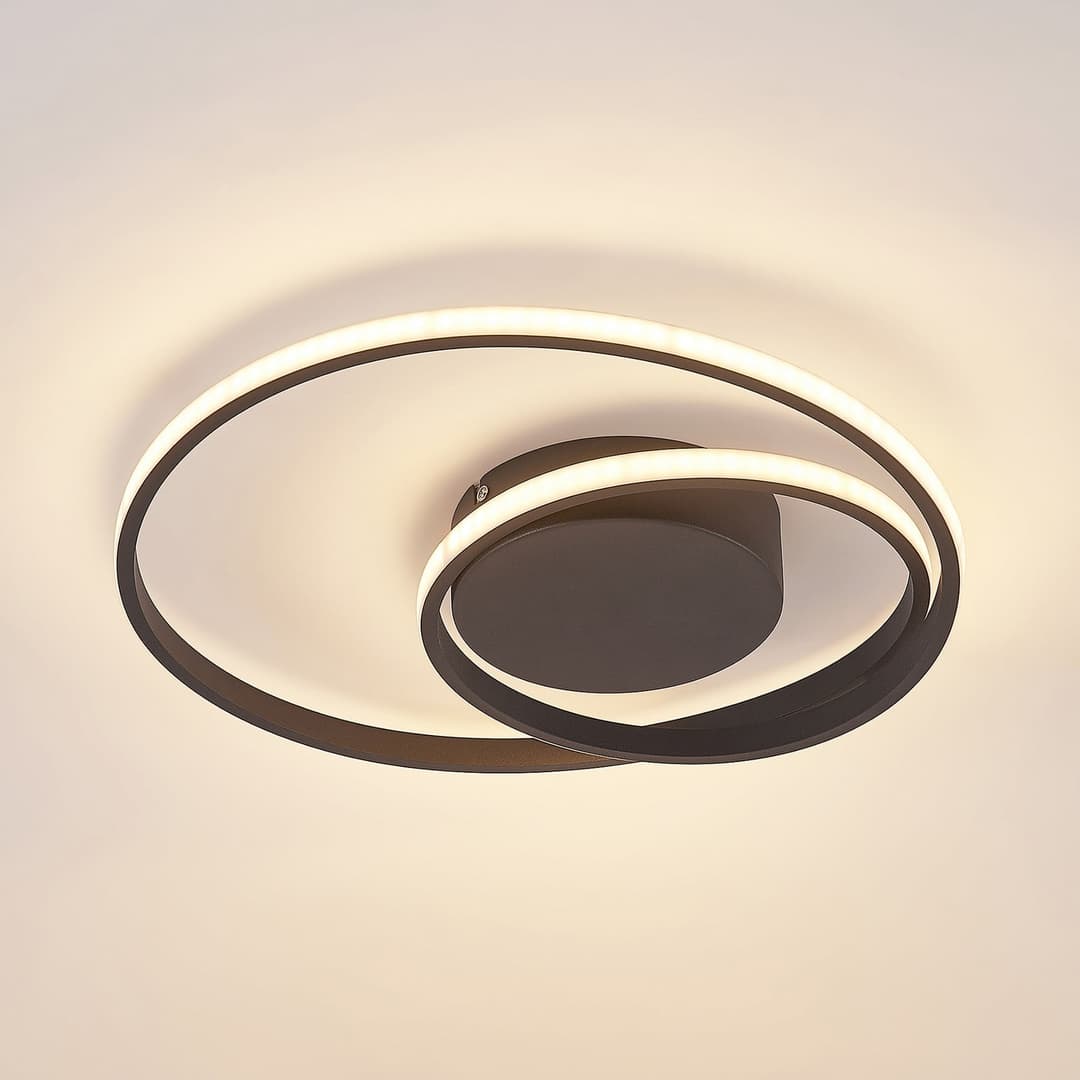Emisua LED Deckenleuchte CCT Dim. Black - Lindby - Wohnzimmer - Modern - Aluminium - Rund