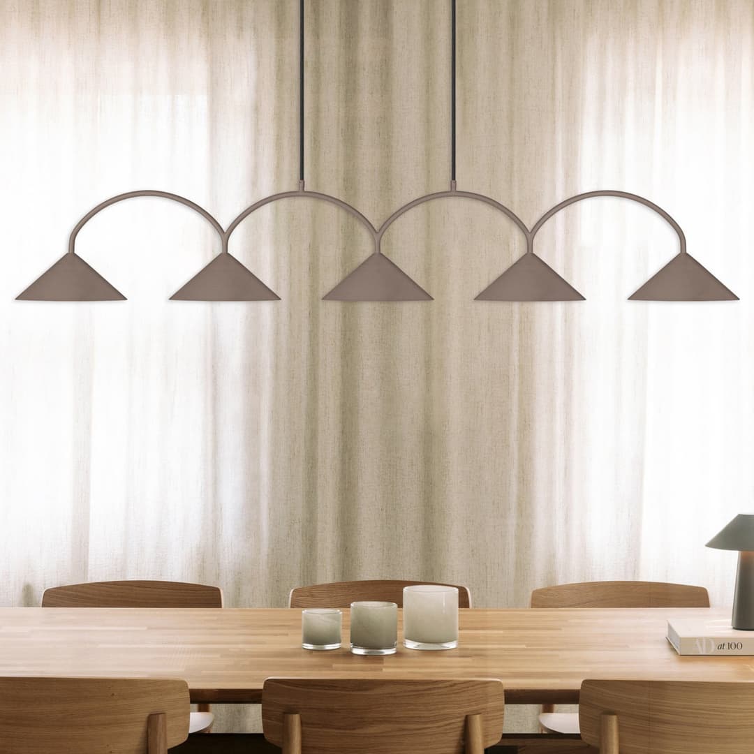 CURVE Hängelampe Länge 165 cm braun 5-flg. - Globen Lighting - Wohnzimmer - Vintage - Metall - Mehrflammig