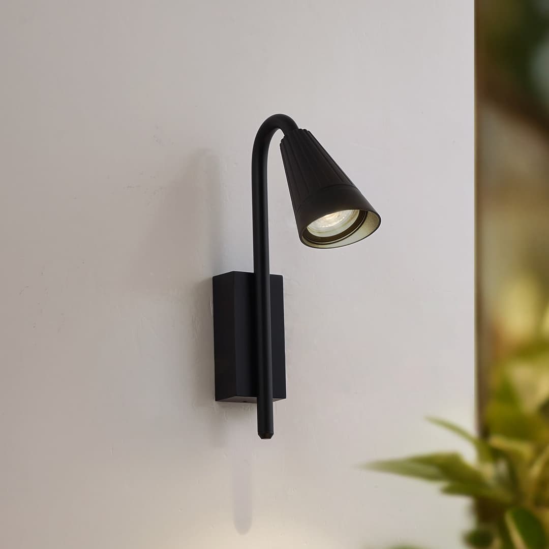 Sorvete Außenwandlampe, Höhe 33 cm, schwarz, Metall - Lindby - Balkon - Modern - Aluminium - Einflammig