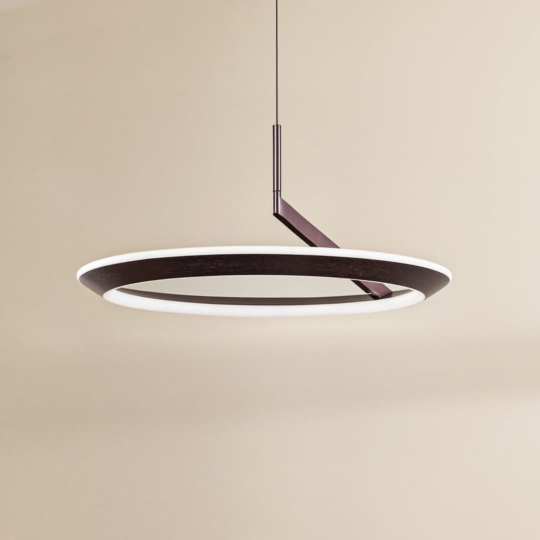 Eldra LED-Hängeleuchte, Ø 55 cm, CCT, kaffeebraun - Lucande - Wohnzimmer - Modern - Metall - Einflammig