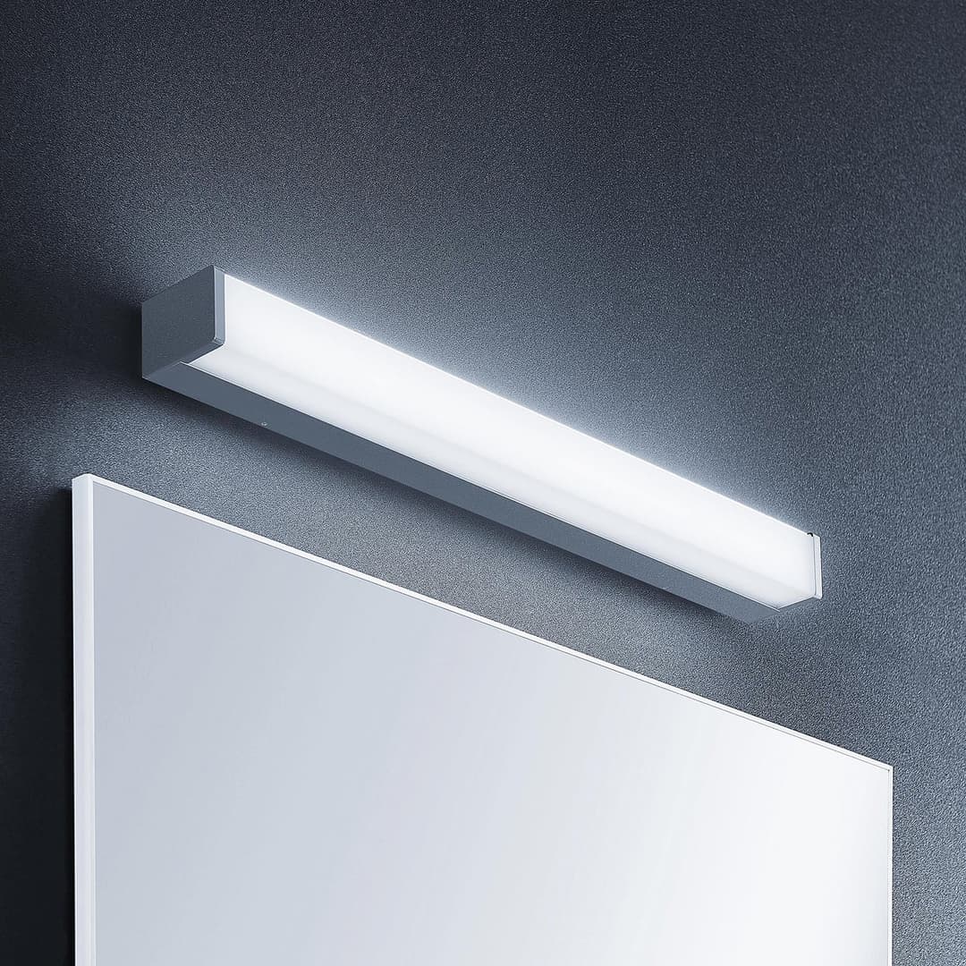 Lindby LED-Badezimmerlampe Klea, 60 cm, chrom, Metall, IP44 - Modern - Eckig